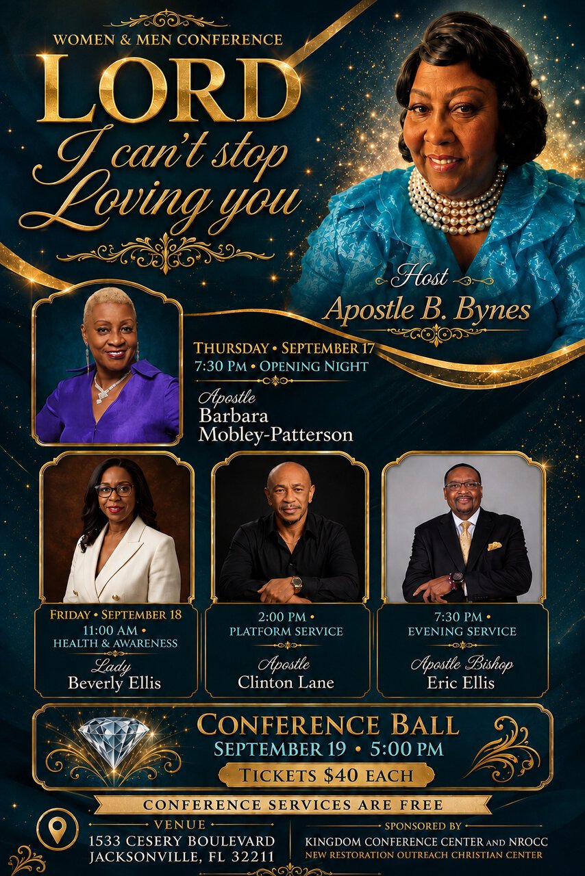 LORD I can't stop Loving You Conference poster with event details and speakers.