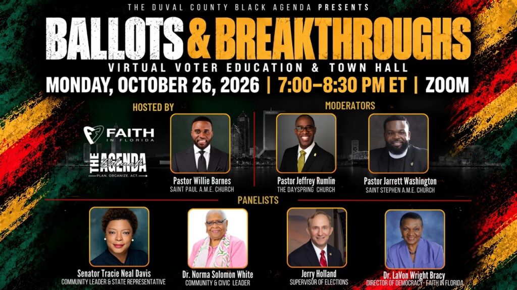 Ballots & Breakthroughs virtual event details, date, time, and panelists.