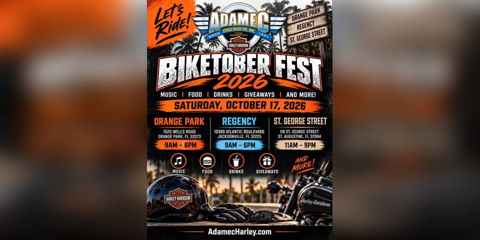 Biketober Fest 2026 poster with event details and Harley-Davidson logo.